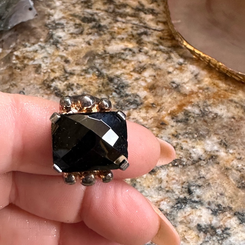 Vintage Sterling Silver Black Onyx Stone Ring - Picture 7 of 11